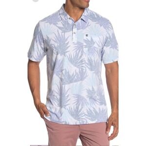 TravisMathew Mens XXL Agave Leaf Print Polo‎ Shirt White Green Grey 1MW520